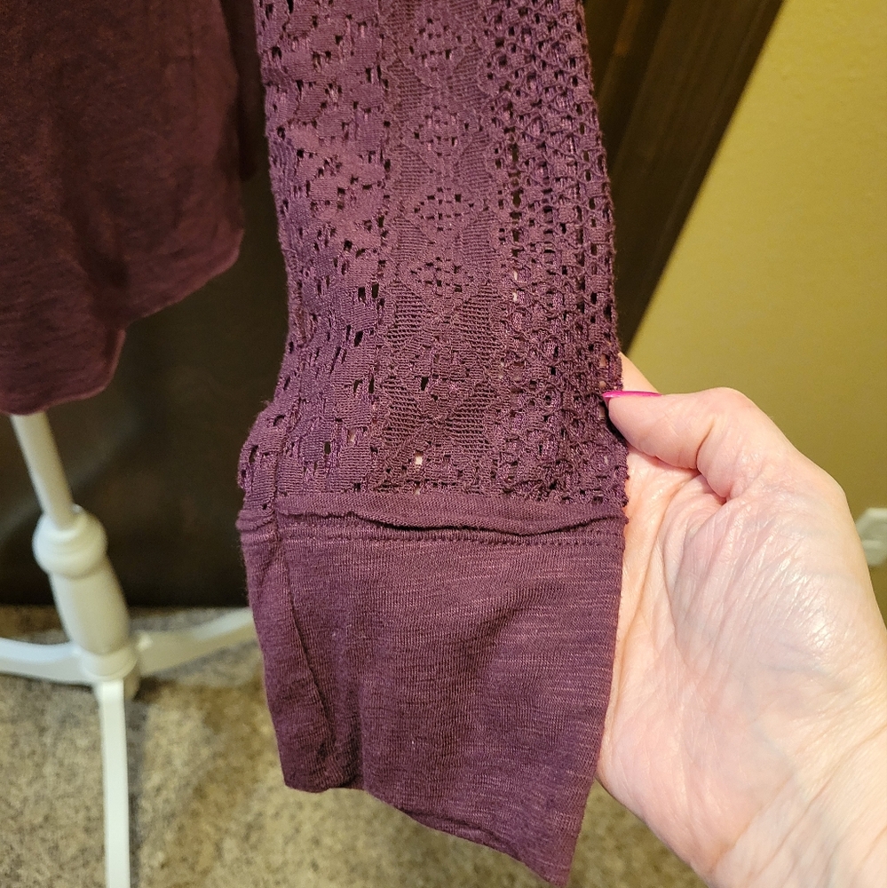 Maurices Purple Lace Long Sleeve Top NWT - Picture 5 of 10